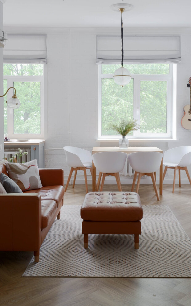 Фотография: Гостиная в стиле Скандинавский, Современный, Квартира, Проект дня, Химки, Московская область, Сталинка, 3 комнаты, 40-60 метров, Светлана Конькова – фото на INMYROOM