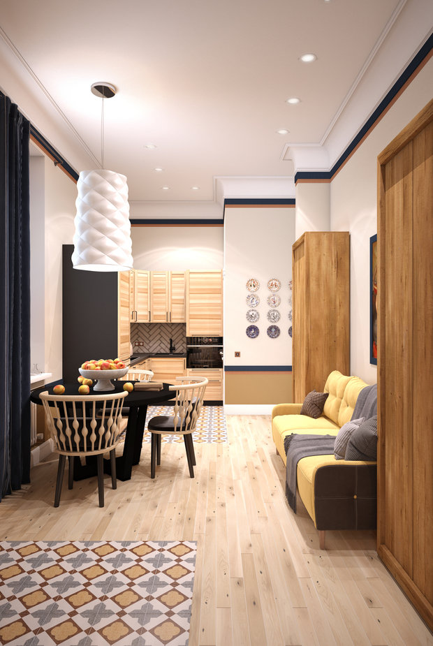 Фотография: Гостиная в стиле Современный, Эко, Скандинавский, Квартира, Студия, Проект дня, Марина Саркисян, Хельсинки, до 40 метров – фото на INMYROOM