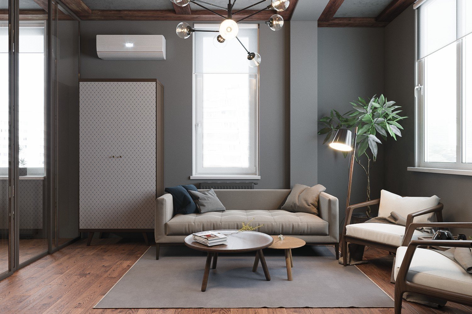 Фотография: Гостиная в стиле Лофт, Квартира, Проект недели, Москва, Монолитный дом, 2 комнаты, 40-60 метров, CENS architects, ЖК «Технопарк» – фото на INMYROOM