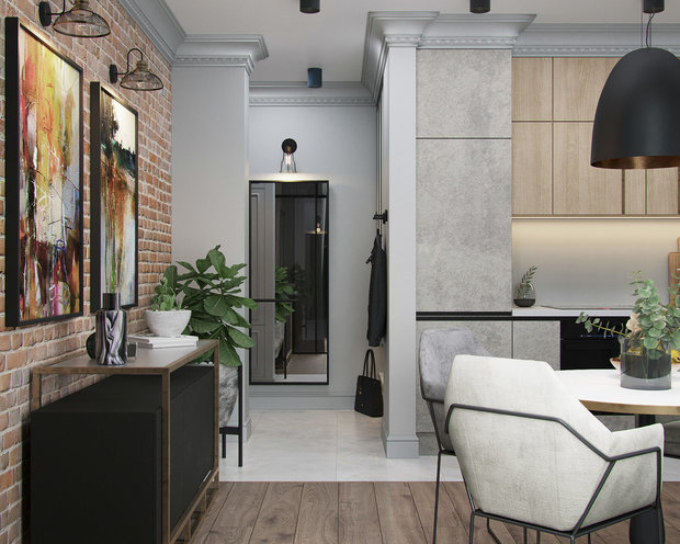Фотография: Кухня и столовая в стиле Лофт, Современный, Квартира, Проект недели, Москва, 2 комнаты, 40-60 метров, One Line Design – фото на INMYROOM