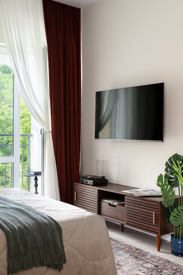 Фотография: Спальня в стиле Современный, Малогабаритная квартира, Квартира, Студия, Дизайн интерьера, Проект дня, Сочи, до 40 метров, Анастасия Дубовскова, дизайн студии, фото интерьера – фото на INMYROOM