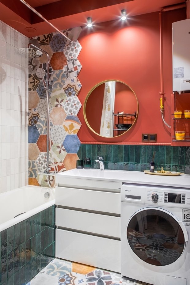 Фотография: Ванная в стиле Эклектика, Квартира, Проект недели, Видное, Сталинка, 2 комнаты, 40-60 метров – фото на INMYROOM