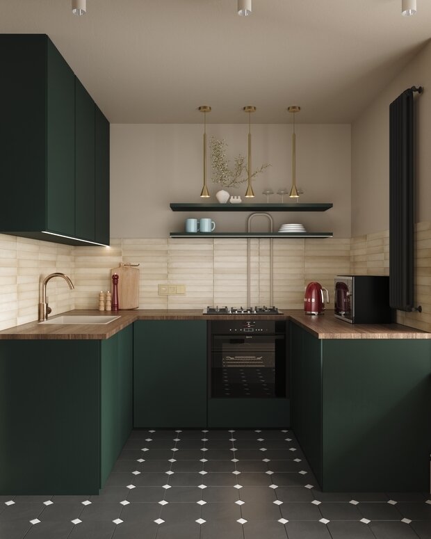 Фотография: Кухня и столовая в стиле Современный, Эклектика, Квартира, Проект дня, Монолитный дом, 2 комнаты, 40-60 метров, Илона Рафикова – фото на INMYROOM