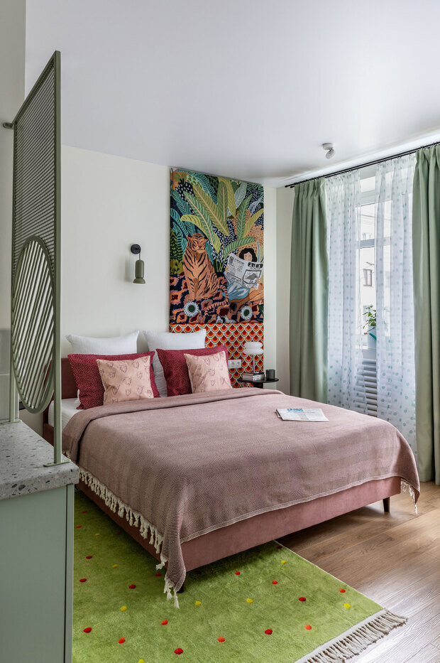 Фотография: Спальня в стиле Современный, Малогабаритная квартира, Квартира, Студия, Проект дня, Татьяна Иванова, до 40 метров, Ярославль, современный с элементами ретро, фото интерьера, дизайн интерьера фото – фото на INMYROOM