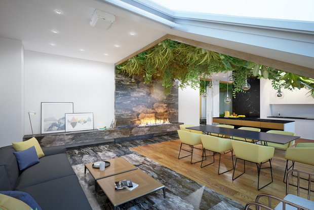 Фотография: Гостиная в стиле Эко, Эклектика, Квартира, Россия, Планировки, Белый, Проект недели, Зеленый, Бежевый, Коричневый, Санкт-Петербург, растения в интерьере, Тотьяна Шевченко, Светлана Гаврилова, экостиль в интерьере, eco-friendly интерьер, квартира в экостиле, фитоблоки в интерьере, живые растения в интерьере – фото на INMYROOM