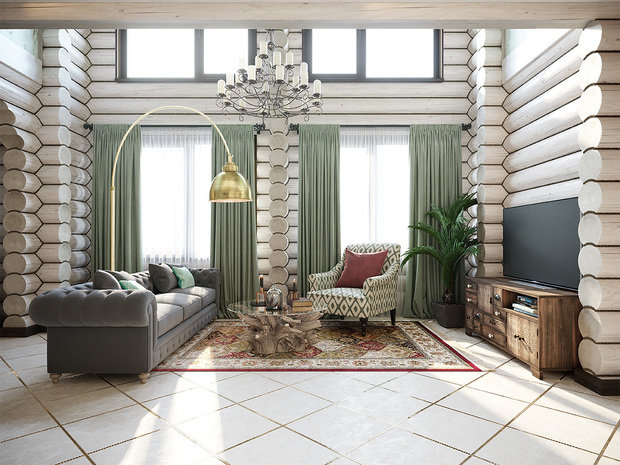 Фотография: Гостиная в стиле Прованс и Кантри, Дом, Проект недели, Дом и дача, Ирина Васильева, 4 и больше, Более 90 метров, Егорьевск – фото на INMYROOM