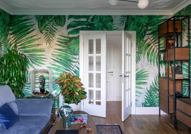 Фотография: Гостиная в стиле Эклектика, Проект недели, Москва, П-55, Панельный дом, 4 и больше, 60-90 метров, Олеся Бернштейн – фото на INMYROOM