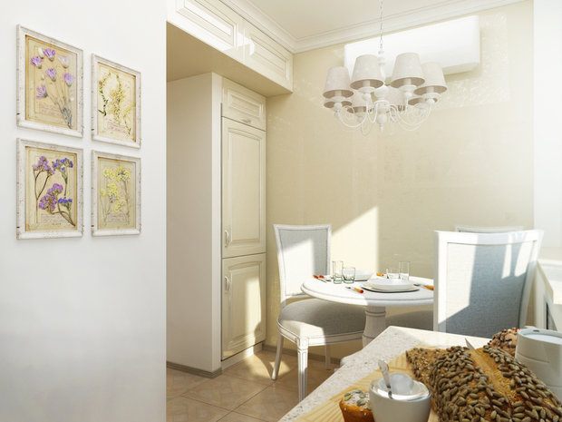 Фотография: Кухня и столовая в стиле Прованс и Кантри, Малогабаритная квартира, Квартира, Дома и квартиры, Проект недели, Москва – фото на INMYROOM