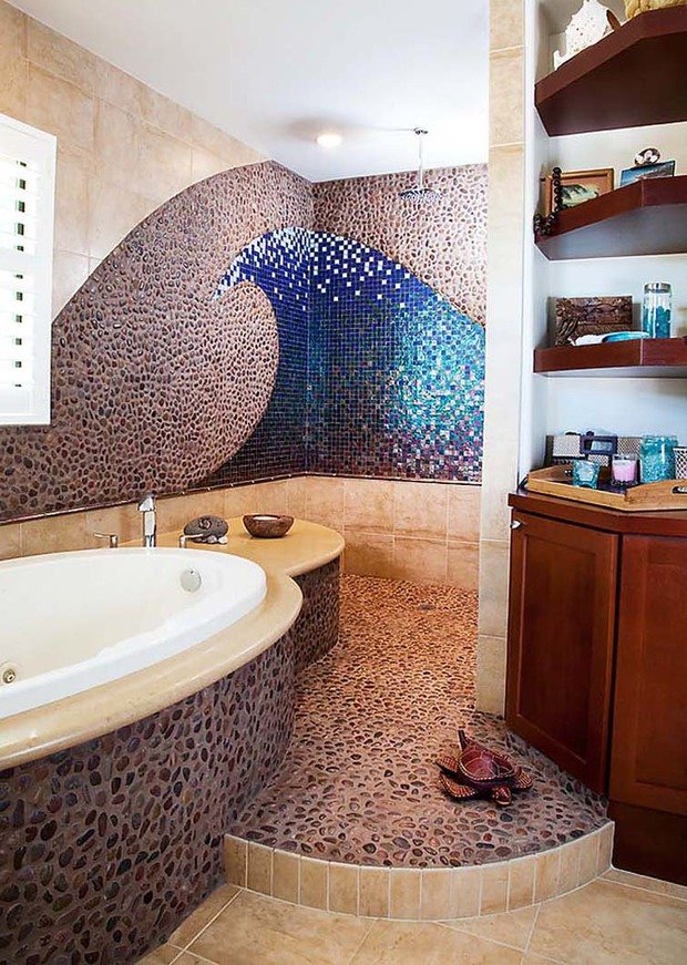 Фото из портфолио Мозаика из морской гальки в интерьере Эклектика – фотографии дизайна интерьеров на INMYROOM