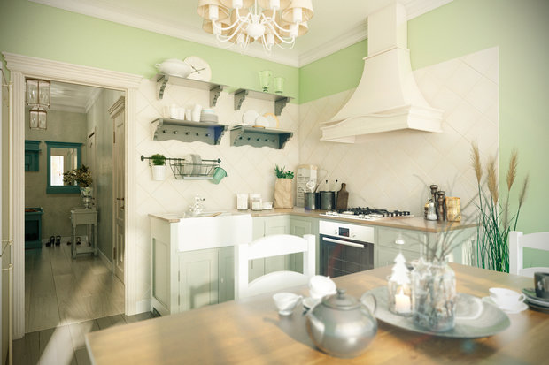 Фотография: Кухня и столовая в стиле Прованс и Кантри, Квартира, Дома и квартиры, Прованс, Проект недели, Москва – фото на INMYROOM