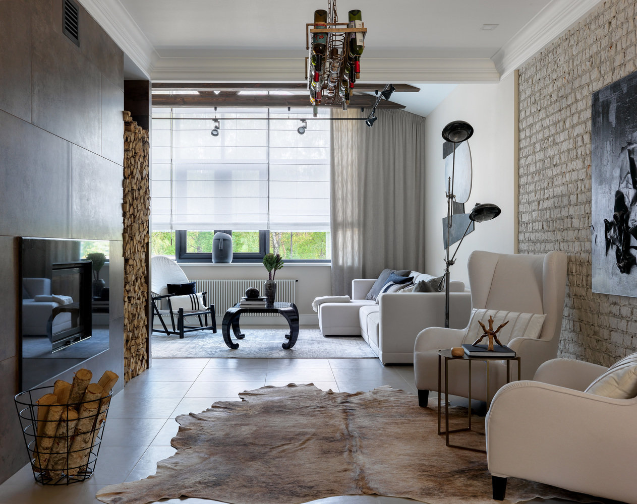 Фотография: Гостиная в стиле Эклектика, Лофт, Современный, Дом, Проект недели, 4 и больше, Более 90 метров, #эксклюзивныепроекты, Наталья Наумова, Коломна – фото на INMYROOM