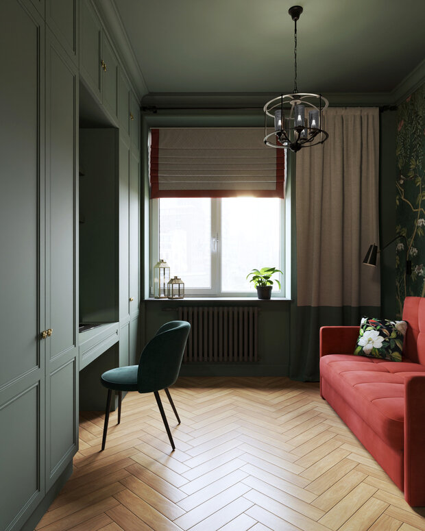 Фотография: Кабинет в стиле Современный, Эклектика, Квартира, Проект дня, Москва, Сталинка, 4 и больше, 60-90 метров, Марина Ярмаркина – фото на INMYROOM