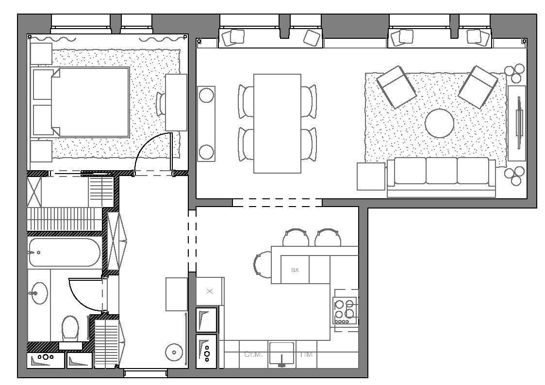 Фотография: Планировки в стиле , Классический, Современный, Квартира, Проект недели, Москва, КОПЭ, Панельный дом, 2 комнаты, 40-60 метров, наталья патрушева, ЖК «Варшавское шоссе 141» – фото на INMYROOM