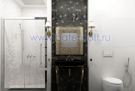 Дизайн проект туалета в стиле гламур от Батенькофф