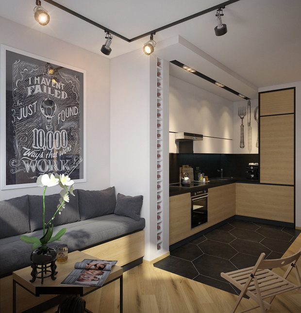 Фото из портфолио Дизайн квартиры-студии – фотографии дизайна интерьеров на INMYROOM