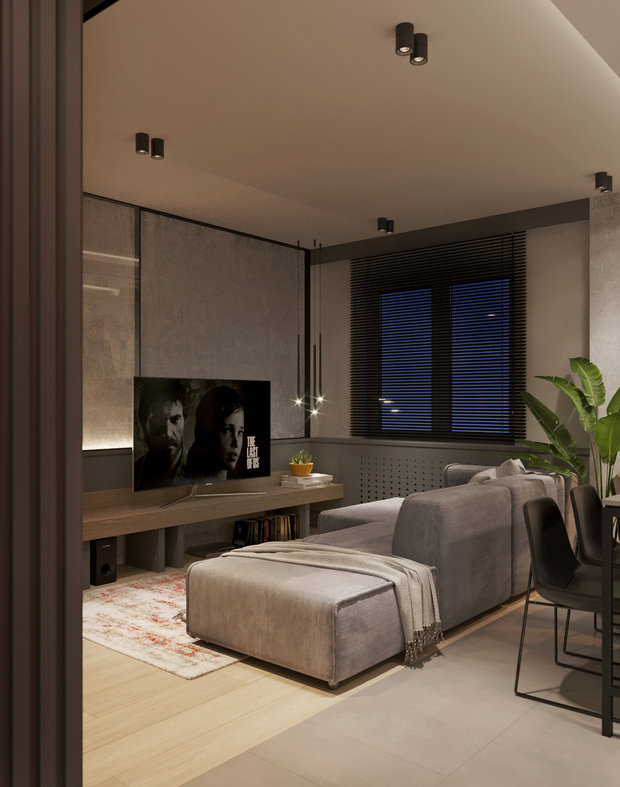 Фотография: Гостиная в стиле Лофт, Современный, Квартира, Проект недели, Санкт-Петербург, 2 комнаты, 60-90 метров, Dinamika Architects – фото на INMYROOM