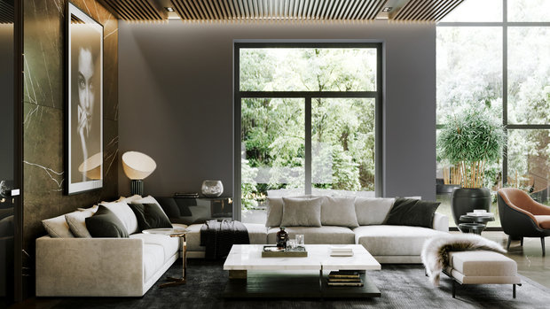 Фотография: Гостиная в стиле Минимализм, Кухня и столовая, Ванная, Спальня, Современный, Дом, Белый, Проект недели, Черный, Бежевый, Монолитный дом, 4 и больше, Более 90 метров, ПРЕМИЯ INMYROOM – фото на INMYROOM