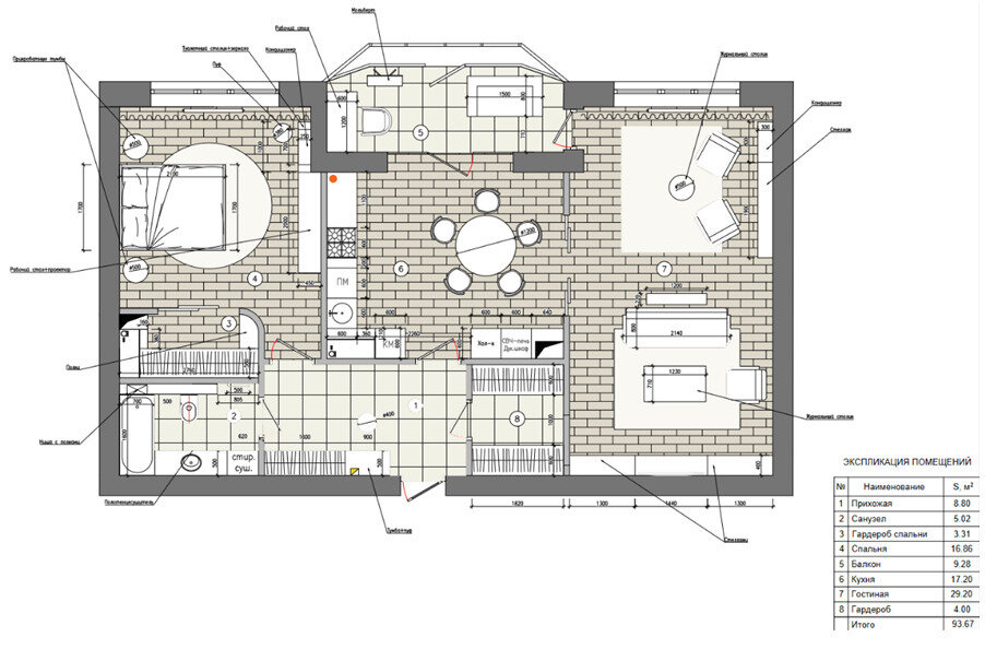 Фотография: Планировки в стиле , Эклектика, Квартира, Проект дня, Казахстан, 2 комнаты, Более 90 метров, Надира Мустафина – фото на INMYROOM