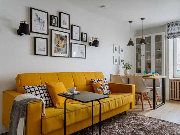 Фотография: Гостиная в стиле Скандинавский, Квартира, Проект недели, Москва, 3 комнаты, 40-60 метров, Carton Group – фото на INMYROOM