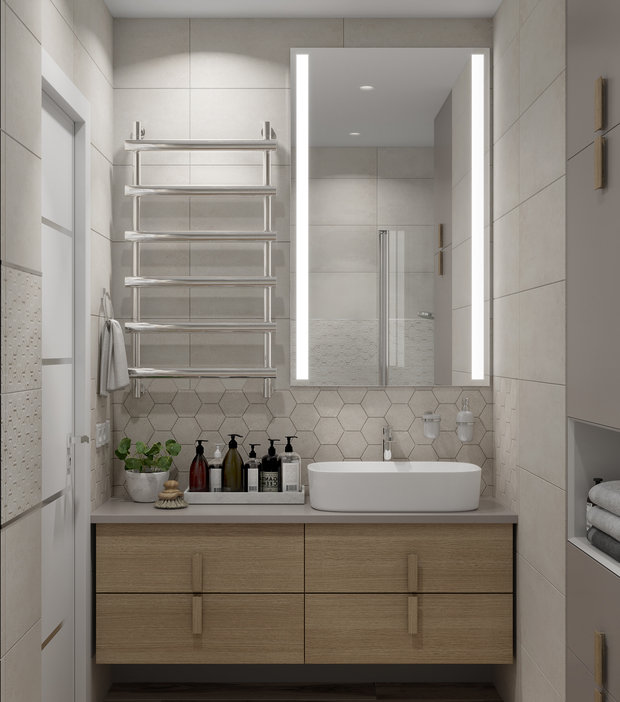 Фотография: Ванная в стиле Минимализм, Современный, Квартира, Проект недели, Беларусь, Минск, Монолитный дом, 3 комнаты, 60-90 метров, Studio 57 – фото на INMYROOM