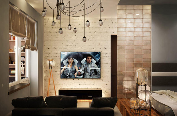 Фотография: Гостиная в стиле Лофт, Скандинавский, Студия, Россия, BOSCH, Минимализм, Проект недели, Москва, Рыжий кот, ИКЕА, Кerama-Мarazzi, Villeroy, Нansgrohe, Loft-Concept, F&B, Metro Blanco, Cosvik, Анисия Клементьева, Koshka Interiors – фото на INMYROOM