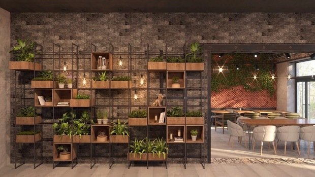 Фото из портфолио Кафе-бар в стиле эко-лофт, 250 м² – фотографии дизайна интерьеров на INMYROOM
