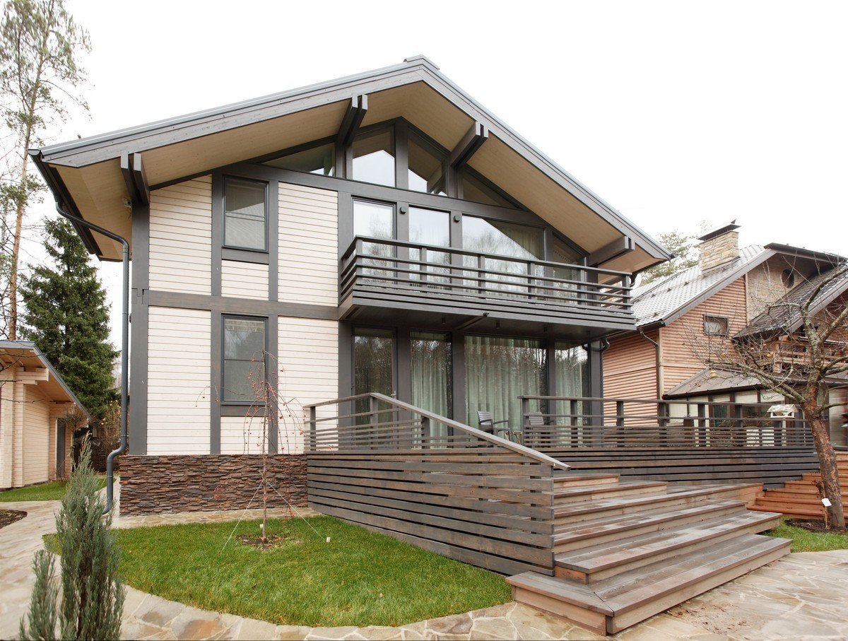 Фотография: в стиле , Современный, Дом, Проект недели, Черный, Зеленый, Бежевый, Дом и дача, Московская область, Шаболовка, дом из клееного бруса – фото на INMYROOM