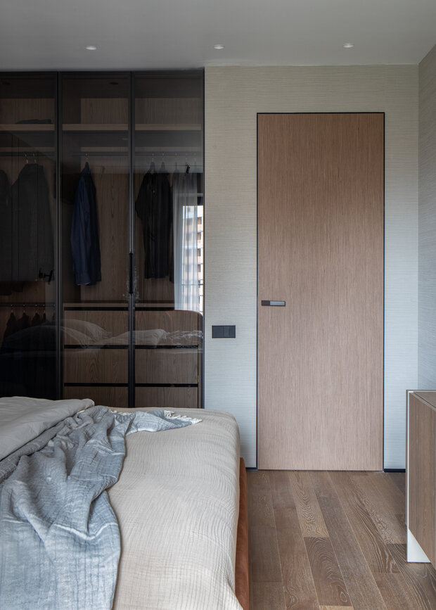 Фотография: Спальня в стиле Современный, Минимализм, Квартира, Проект дня, Санкт-Петербург, 2 комнаты, Более 90 метров, Эксклюзивные проекты, минимализм с элементами современного дизайна, фото интерьера, дизайн интерьера фото, Ирина Смышляева – фото на INMYROOM