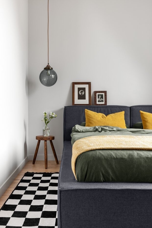 Фотография: Спальня в стиле Скандинавский, Современный, Эклектика, Квартира, Проект недели, Казахстан, Астана, 3 комнаты, 60-90 метров, Евгения Мараськова-Григорянц – фото на INMYROOM