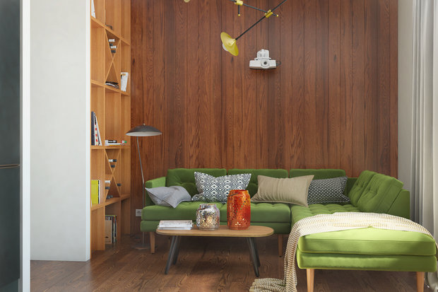 Фотография: Гостиная в стиле Скандинавский, Современный, Квартира, Минимализм, Проект недели, Москва, 1 комната, 40-60 метров, Монолитно-кирпичный, Манана Хучуа, ЖК «на Симоновском» – фото на INMYROOM