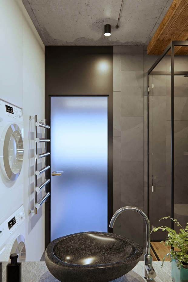 Фотография: Ванная в стиле Лофт, Квартира, Проект недели, Алексей Иванов, Павел Герасимов, Geometrium, Московская область, 2 комнаты, 40-60 метров, Монолитно-кирпичный – фото на INMYROOM