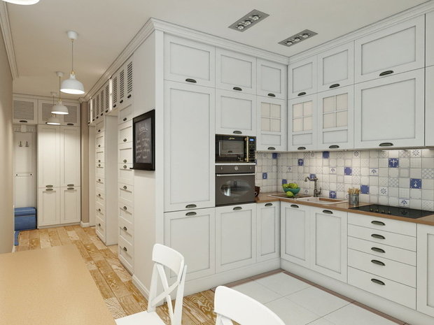 Фотография: Кухня и столовая в стиле Прованс и Кантри, Современный, Квартира, Студия, Проект недели, Одинцово, Московская область, новостройка, Алена Ливиненко – фото на INMYROOM