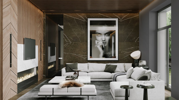 Фотография: Гостиная в стиле Минимализм, Кухня и столовая, Ванная, Спальня, Современный, Дом, Белый, Проект недели, Черный, Бежевый, Монолитный дом, 4 и больше, Более 90 метров, ПРЕМИЯ INMYROOM – фото на INMYROOM