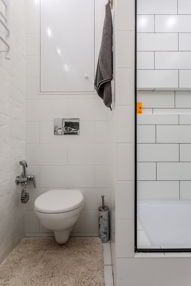 Фотография: Ванная в стиле Скандинавский, Эклектика, Квартира, Проект недели, Москва, Кирпичный дом, Павел Фотеев – фото на INMYROOM