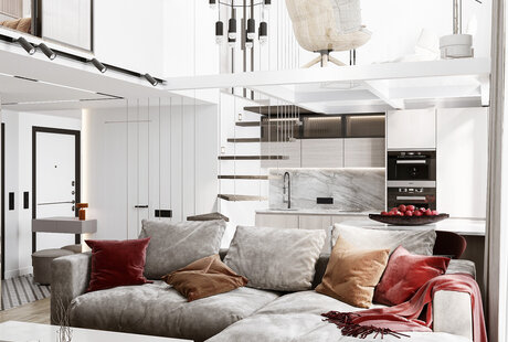 Дизайн интерьера двухэтажной квартиры  в стиле минимализм