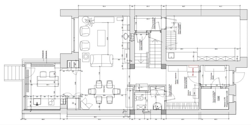 План с расстановкой мебели, 1 этаж План с расстановкой мебели, 1 этаж