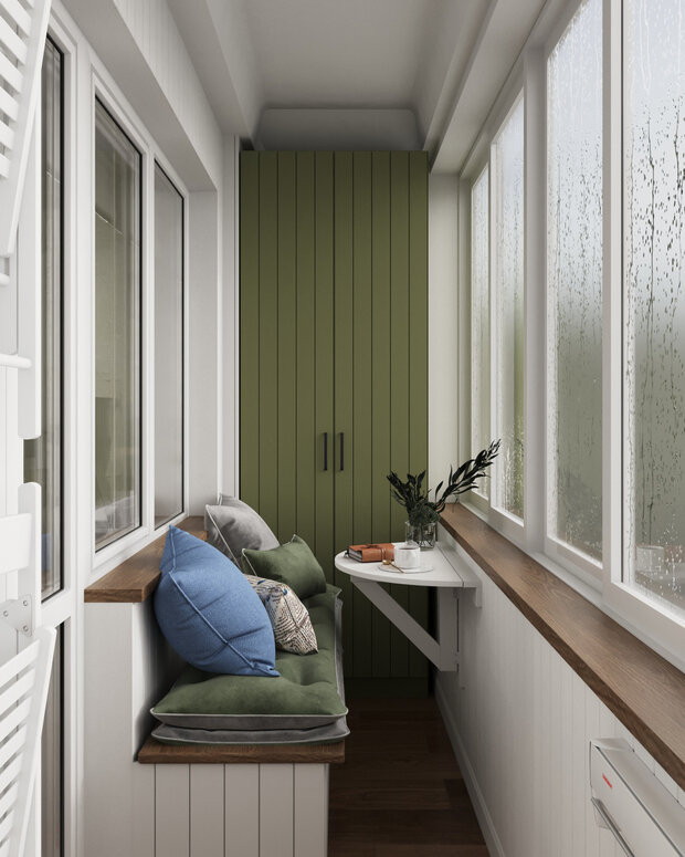 Фотография: Балкон в стиле Скандинавский, Современный, Малогабаритная квартира, Квартира, Проект дня, Московская область, Кирпичный дом, 1 комната, до 40 метров, Анастасия Струве, современный с элементами классики и винтажа – фото на INMYROOM