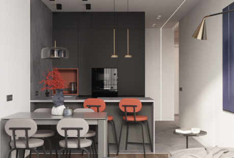 Яркая квартира в ЖК Live Варшавская (Кухня-гостиная)