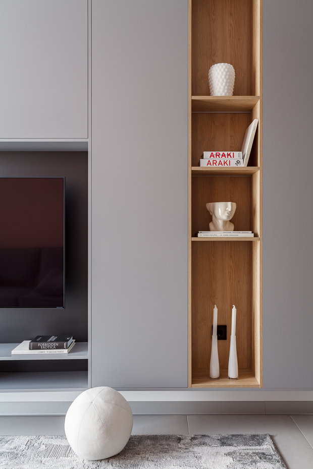 Фотография: Гостиная в стиле Современный, Квартира, Проект недели, Самара, 2 комнаты, 40-60 метров, HomeBox Interiors, Яна Феклина, Лидия Анищенко – фото на INMYROOM