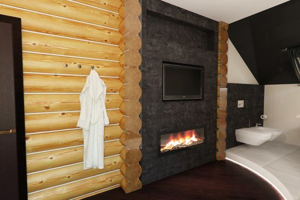 Фото из портфолио Ванна в доме из бруса – фотографии дизайна интерьеров на INMYROOM