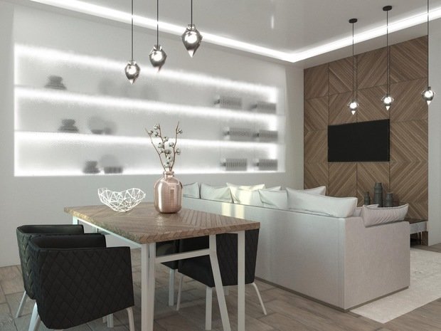 Фото из портфолио Проект дизайна интерьера трехкомнатной квартиры в скандинавском и эко-стилях – фотографии дизайна интерьеров на INMYROOM