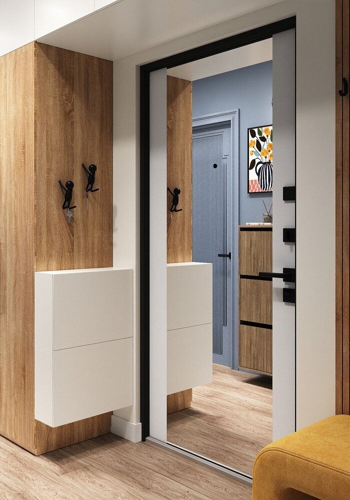 Фотография: Прихожая в стиле Современный, Квартира, Проект дня, Московская область, Ирина Собыленская, 3 комнаты, 40-60 метров, Монолитно-кирпичный – фото на INMYROOM Фотография: Прихожая в стиле Современный, Квартира, Проект дня, Московская область, Ирина Собыленская, 3 комнаты, 40-60 метров, Монолитно-кирпичный – фото на INMYROOM