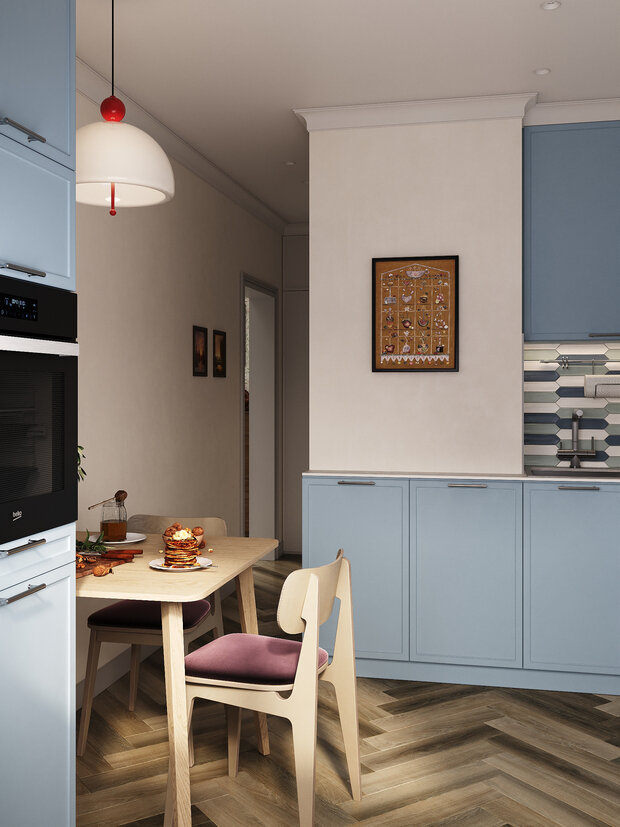 Фотография: Кухня и столовая в стиле Современный, Эклектика, Квартира, Проект дня, Москва, Ирина Собыленская, П-44, Панельный дом, 2 комнаты, 40-60 метров, Винтажный – фото на INMYROOM