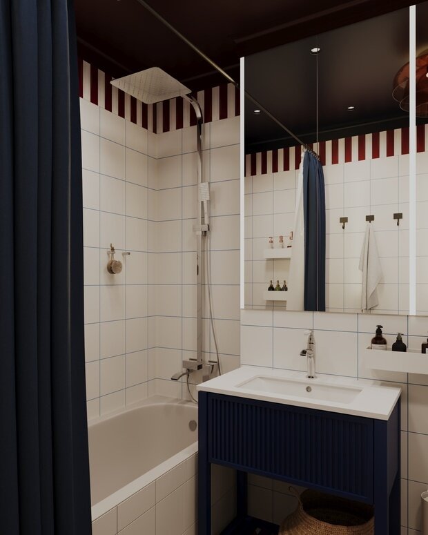 Фотография: Ванная в стиле Современный, Эклектика, Квартира, Проект дня, Москва, 3 комнаты, 60-90 метров, Анастасия Струве – фото на INMYROOM