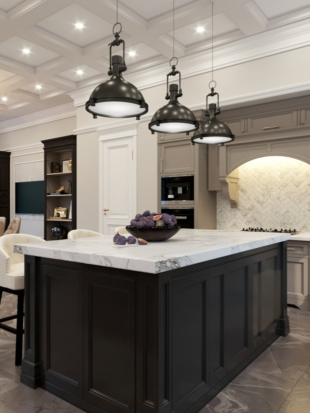 Фото из портфолио Дизайн кухни-гостиной в американской классике – фотографии дизайна интерьеров на INMYROOM