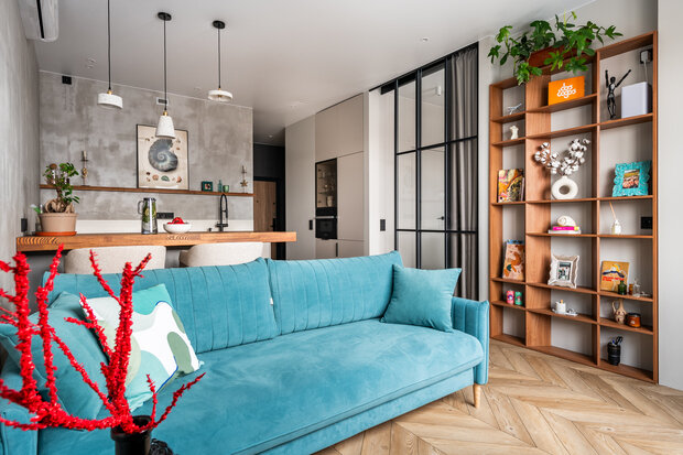 Фотография: Гостиная в стиле Современный, Лофт, Квартира, Проект недели, Москва, Buro Brainstorm, 2 комнаты, 40-60 метров – фото на INMYROOM