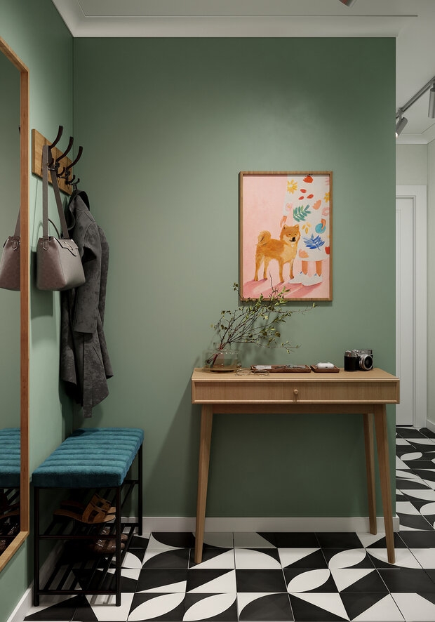 Фотография: Прихожая в стиле Современный, Скандинавский, Проект дня, Москва, Ирина Собыленская, Хрущевка, Кирпичный дом, 2 комнаты, до 40 метров, современный с элементами лофта и эко – фото на INMYROOM