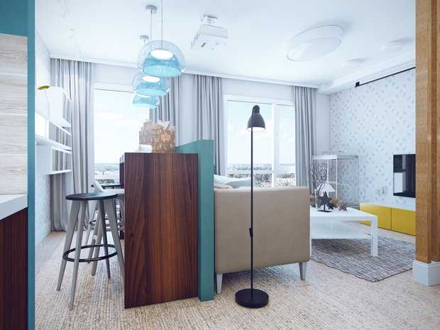 Фотография: Гостиная в стиле Современный, Эко, Декор интерьера, Квартира, Планировки, Хранение, Текстиль, Освещение, Декор, Мебель и свет, Минимализм, Проект недели, Перепланировка – фото на INMYROOM