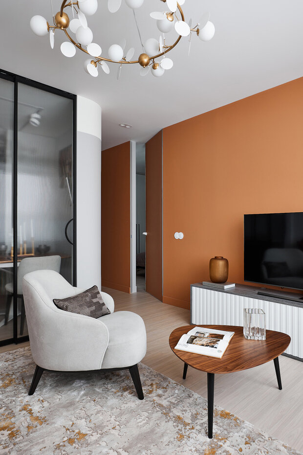 Фотография: Гостиная в стиле Современный, Квартира, Проект недели, Минск, 3 комнаты, 60-90 метров, Юлия Романовская – фото на INMYROOM