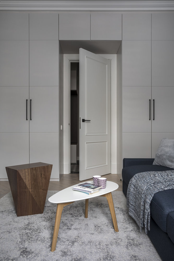 Фотография: Гостиная в стиле Современный, Квартира, Проект недели, Москва, Сталинка, 2 комнаты, 40-60 метров, Карина Задвина, Porte Rouge – фото на INMYROOM